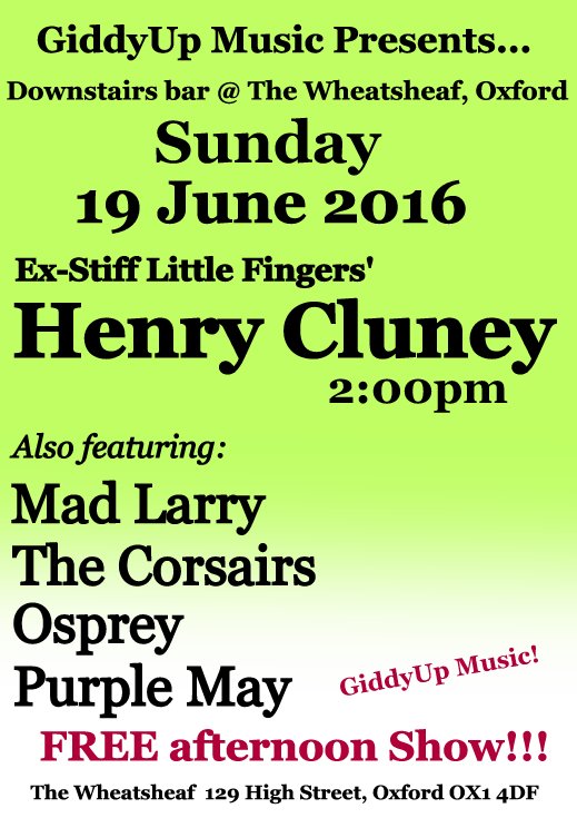 Henry Cluney ex-Stiff Little Fingers at The Wheatsheaf Oxford